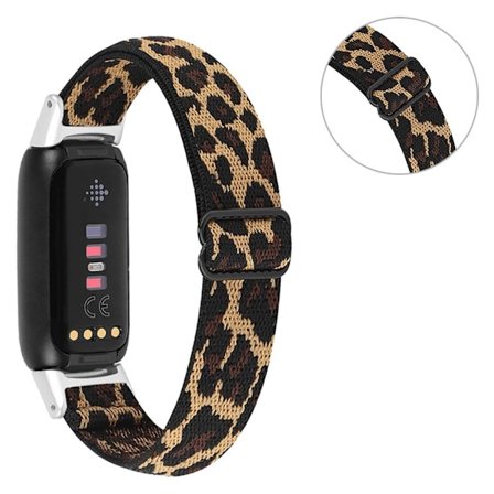 Elastiskt klockarmband i nylon för Fitbit Luxe - Leopardtryck