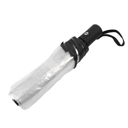 Klar Automatisk Foldbar Paraply 8 Ribber Transparent Sort Kant Auto Åben Luk til Rejser Bryllup