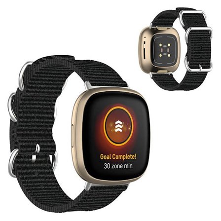 Fitbit Sense / Versa 3 nylonklokkebånd - Svart