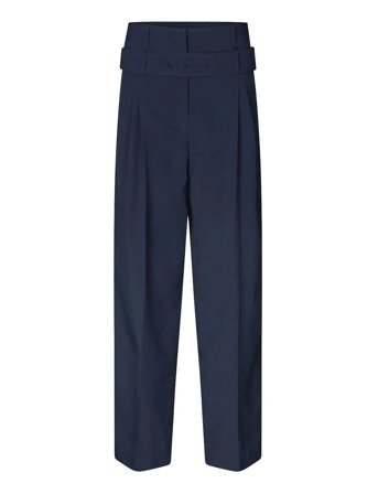 2435 Pinstripe Tailoring, Belted Ta Navy STINE GOYA