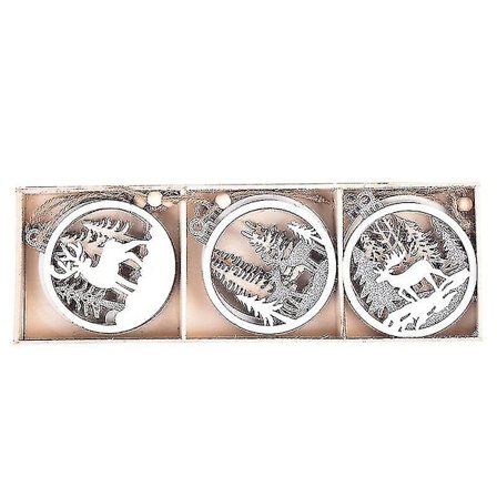 Julepynt i tre, hengende treutklipp, gavemerker, anheng, for julepynt