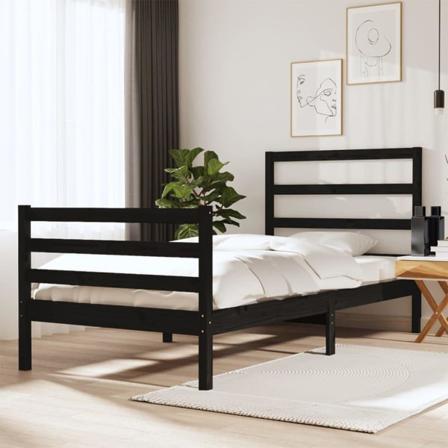 Sängram Svart Massivt Trä 75x190 Cm Svart