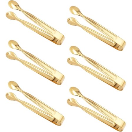 Godistænger, 6 stk. Istænger, Mini rustfri ståltænger, Istænger til sukker, til mad som isterninger, sukker, citronskiver, salater - Guld-XF5-