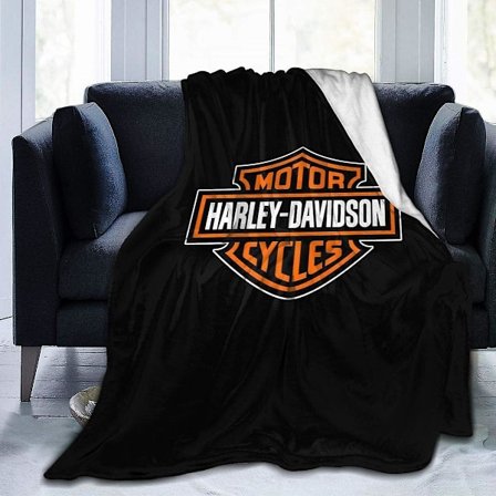 Harley Davidson Skull Tæppet er lavet af super kvalitet flanel stof, det er meget blødt quilt(150*200){DB}