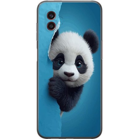 Yhteensopiva Puhelinkuori Samsung Samsung Galaxy Xcover6 Pro Söpö panda, joka kurkistaa paperin läpi pehmeässä 3D-kuvituksessa