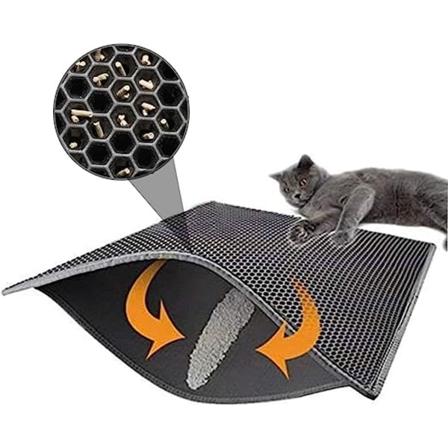 Kissanhiekkamatto, taittuva kaksoiskerros hunajakenno vedenpitävä kissanhiekkamatto lattian suojamatto ja matto Helppo puhdistaa (40 * 50 cm)