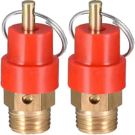 2 st Säkerhetsventil Bsp Hane Luftkompressor Tryckavlastningsventil Tryckregulator Röd Hatt 1/4 Bsp Hane Säkerhetsventil -Yx