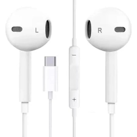 Hörlurar för iPhone 15/Pro/Max och Samsung med USB-C-kontakt, mikrofon och stereoljud