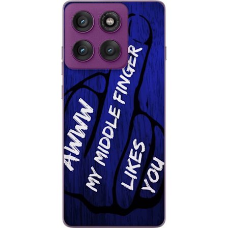 Kompatibelt Mobildeksel til Motorola Edge 60 Pro Mørk typografisk illustrasjon med hjerteform og budskap om vennskap mot dyp blå tretekstur