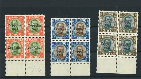 Island - AFA 147-149 i 4-blokke - Postfrisk