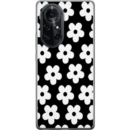 Yhteensopiva Puhelinkuori Huawei Huawei nova 8 Pro Mustavalkoinen kukkakuvio minimalistisessa skandinaavisessa muotoilussa, jossa voimakas kontrasti j