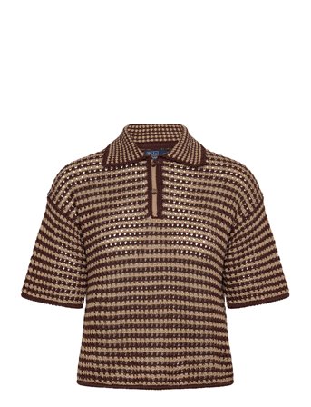 Polo Ralph Lauren Striped Knit Cotton Polo Shirt - Brown - M