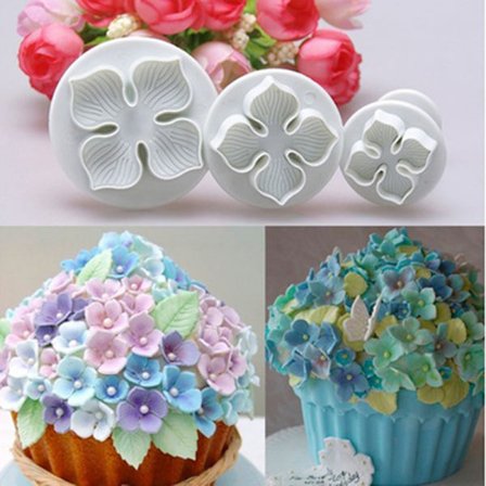 3kpl Hortensia fondant -kakkua koristeleva sugarcraft-mäntä ter f