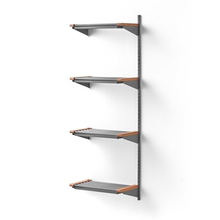 Wandgarderobenschrank JEPPE mit 4 Schuhböden, Anbauelement, 1790x600x310 mm, Alu/Eiche