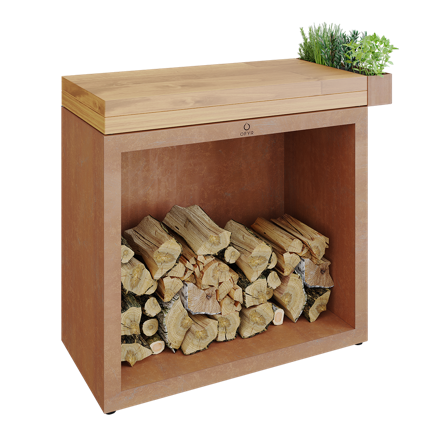 OFYR Butcher Block Storage 90 TW Arbetsbord toppskiva i teakträ, Utemöbler