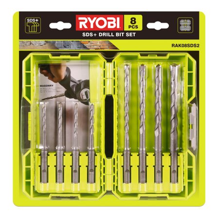 Ryobi RAK08SDS2 Borrsats SDS+, 8 delar, Maskintillbehör & förbrukning