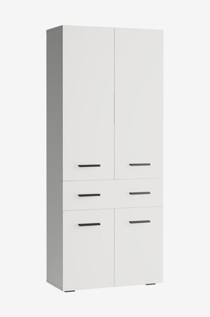 Loft24 - Malika-kylpyhuoneen kaappi, iso koko, 4 ovea, 1 laatikko - Valkoinen - Kylpyhuoneen kalusteet - - Homeroom