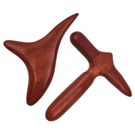 Massageværktøj i træ til afslapning Kombineret trekant og hammer Vinrød