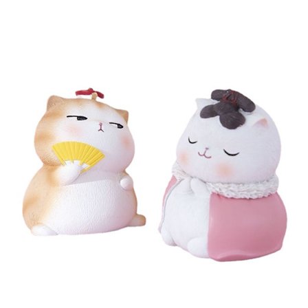 2 palads-serie søde katteornamenter - kreative og personlige bildekorationer, udsøgte gaver, Mjaukejsare + Mjaudrottning