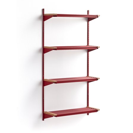 Wandgarderobenschrank JEPPE mit 4 Schuhböden, Grundelement, 1790x900x310 mm, rot/eiche