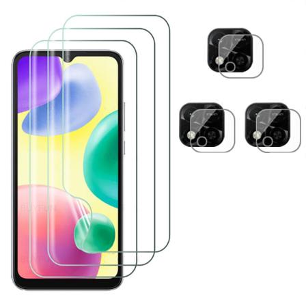 3-PAKK Xiaomi Redmi 9C NFC skjermbeskytter Kameralinsebeskytter 0,3 mm Transparent