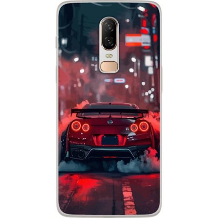 Kompatibelt Mobildeksel til OnePlus OnePlus 6 Sportsbil Rød Drift Racing Tuning
