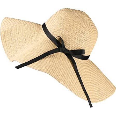 Solhat til kvinder (56-58 cm), bredskygget stråhat UPF 50+