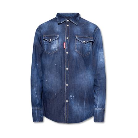 Dsquared2 Distressed Denim Shirt Blå, Dame Skjorter