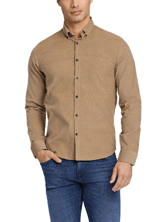 Lindbergh Fine Corduroy Shirt L/S Skjortor Herr Brun XL