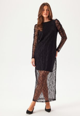 VILA Vibiana Lace L/S ANKLE DRESS A Black Beauty Vaatteet