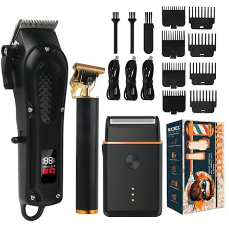 Multifunksjonell hårtrimmer med børsteløs motor, USB-lading, 3-delt sett D24