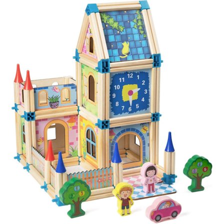 129 Dele Træ 3D Puslespil Hus Byggesæt Træ Puslespil