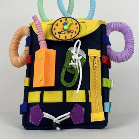 Utveckla fina motoriska färdigheter & grundläggande livsfärdigheter med upptagen bräda småbarn ryggsäck