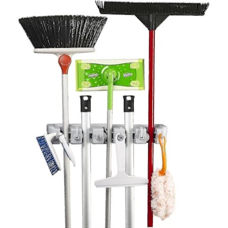 Veggmontert kostholder med 5 spor og 6 multifunksjonelle kroker