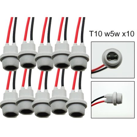 T10 w5w led / halogen kontakter / sockel 10-pack mjuk
