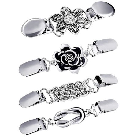 4 Stykker Vintage Trøjeklemmer Retro Cardigan Klemmer Kjole Skjorte Broche Klemmer kompatible med Kvinder Piger-AT