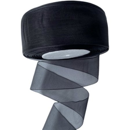25m Musta 40mm Leveä Kudottu Reuna Organza Nauha | Askarteluun[qb]