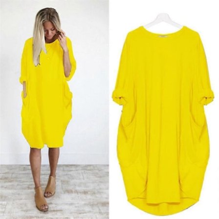 Oversized tunika kjole for kvinner, langermet løs baggy t-skjorte topper