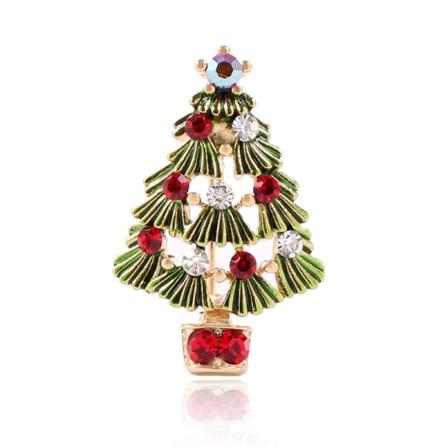 Julgransbrosch Vintage Flerfärgad Julgran Rhinestones