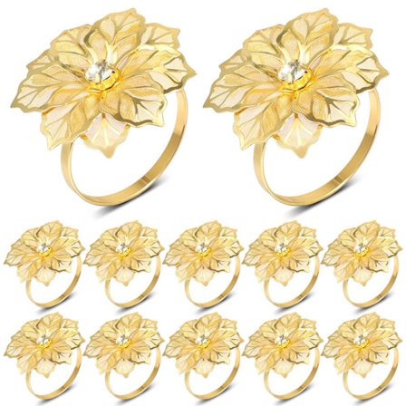 Serviettringer 12PCS Gull Serviettring Jul Middag