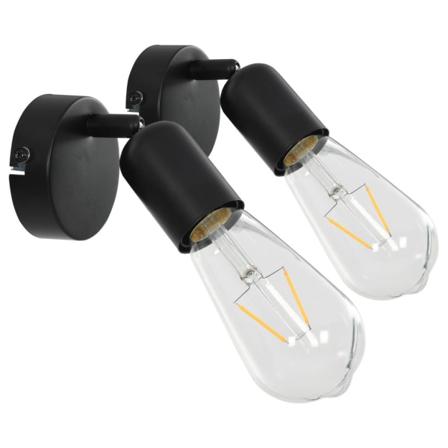 Vidaxl Spotlights 2 St Med Glödlampor 2 W Svart E27 Svart