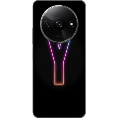 Kompatibel Mobilcover til Xiaomi Xiaomi Redmi A3 Minimalistisk neonbogstav Y i farveskiftende lys mod sort baggrund