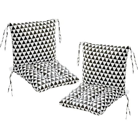 2 stolputer med ryggstøtte, ryggpute med stropper, lav ryggpute (stil 8, 40 x 40 cm)