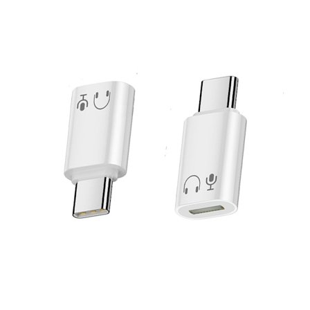 Lightning hun til USB-C han aluminiumslegering hovedtelefonadapter - Direkte stik White
