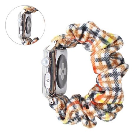 Apple Watch Series 6 / 5 44mm vibrant hairband style watch band - Orange / Yellow Checkered
