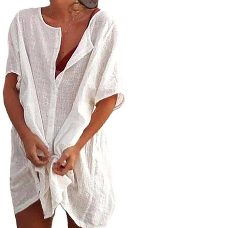 Sommar Bomull Dam Midiklänning Vit Oversize Stor Storlek 8xl Ca