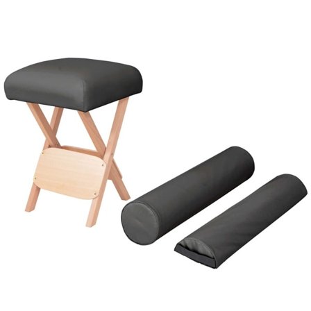 vidaXL Hopfällbar massagepall 12 cm tjock sits och 2 bolster svart