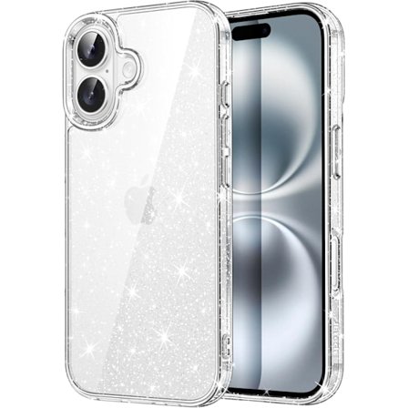 Glitter Skal för iPhone 16 6.1 tum, Bling Glittrigt Stöttåligt Telefonskal, Sött Glittrande för Kvinnor och Flickor