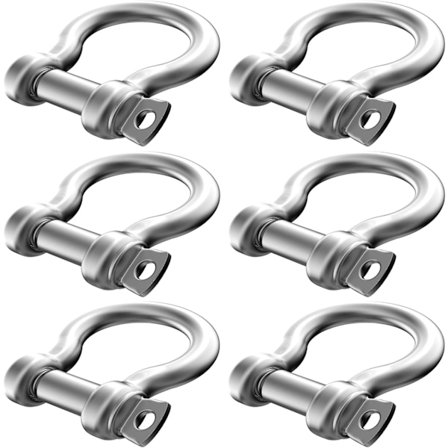 6 mm 1/4 Tomme 304 Rustfrit Stål D-Ring Shackles Skrue Stift Anker Shackle til Træk Ståltråd 6 Stk