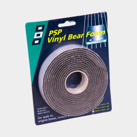 Itsekiinnittyvä kumilista PSP Vinyl Bear Foam Tape, 25 mm x 3 metriä, 3 mm paksu, musta